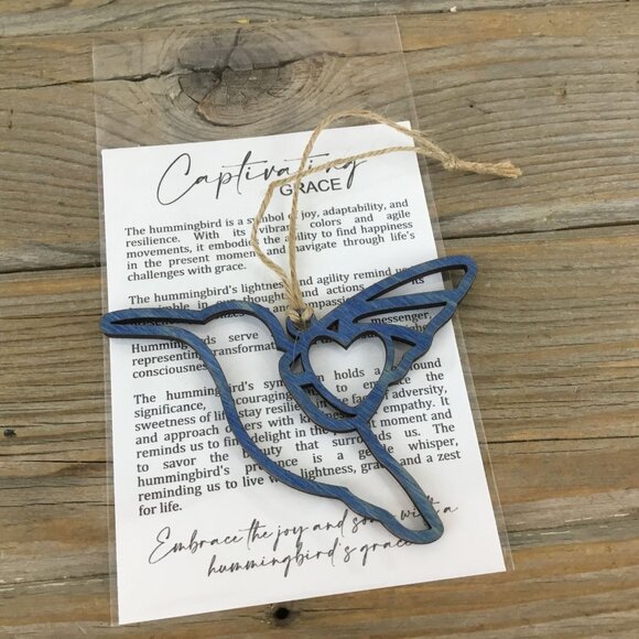 Hummingbird Story Card Christmas Ornament – Laser Cut Wood Ornament - Picture 1 of 4